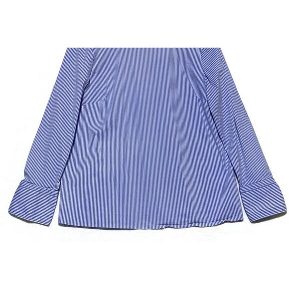 Talbots Pullover Shirt Women's Size Large Blue & White Pinstripe w/Bow on Sleeve - Picture 7 of 8